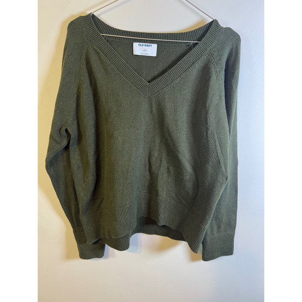 Old Navy Womens V-Neck SoSoft Knit Sweater Olive Green Size S